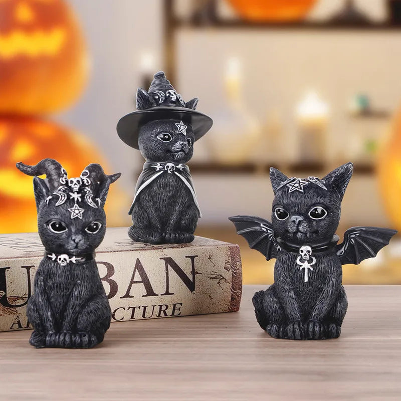 Halloween Decoration Outdoor Garden Witch Cat Kitten Magic Cat