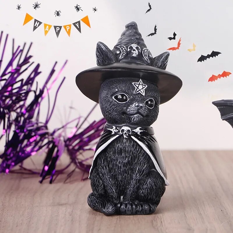 Halloween Decoration Outdoor Garden Witch Cat Kitten Magic Cat